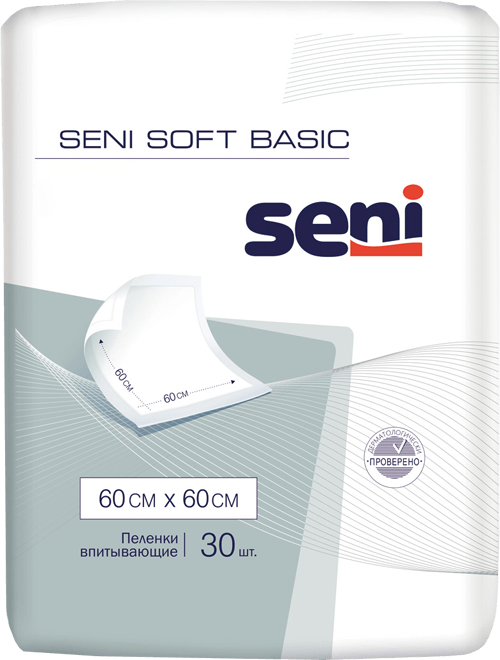 SENI SOFT BASIC Пеленки гигиенические, 60 x 60 см, 30 шт., SE-091-B030-J02