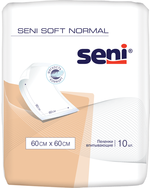 SENI SOFT NORMAL Пеленки гигиенические, 60 x 60 см, 10 шт., SE-091-SN10-J02