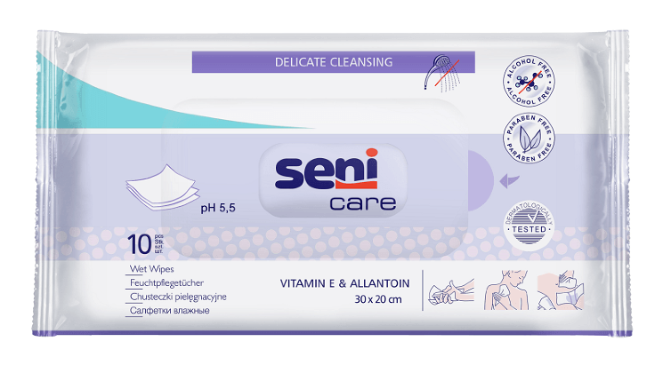 SENI CARE Салфетки влажные с витамином E, 10 шт., SE-231-W010-001