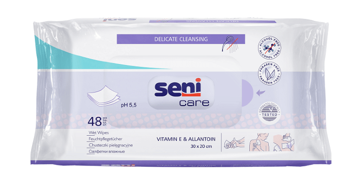 SENI CARE Салфетки влажные с витамином E, 48 шт., SE-231-W048-001